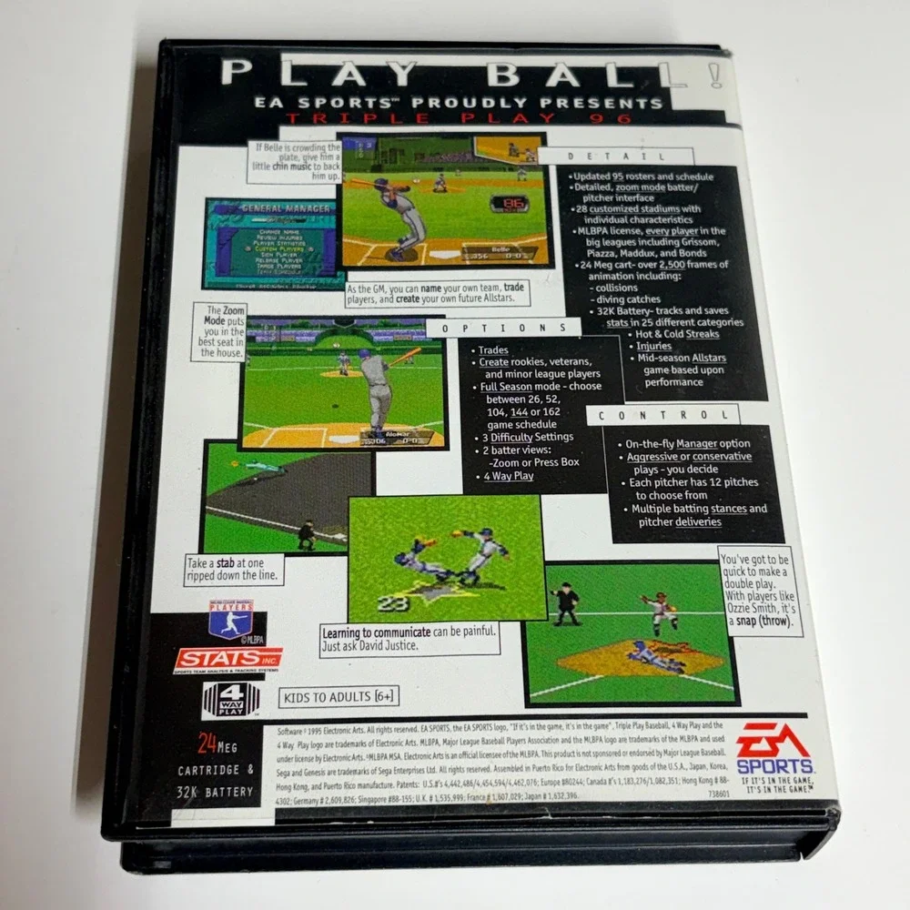 EA Sports Triple Play 96 Sega Genesis Game with Original‎ Case 16-Bit Baseball